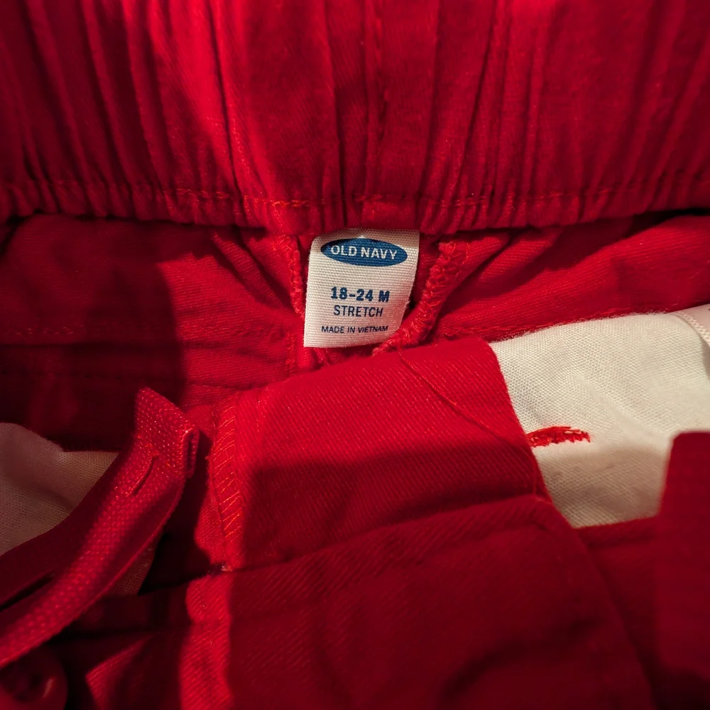 Old Navy 18-24M Vibrant Red Shorts With A Button Up Shirt